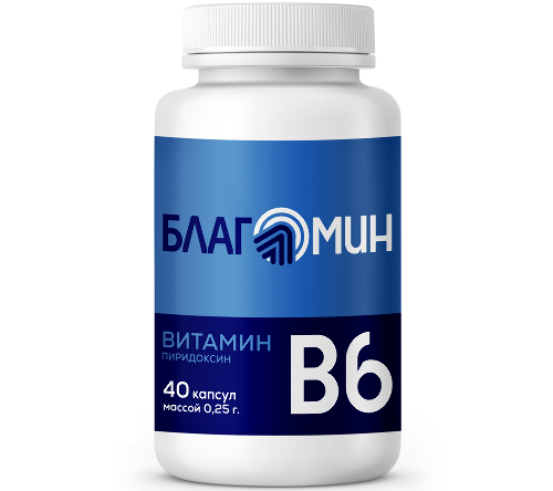 Купить Благомин витамин в 6 (пиридоксин) 2 мг 40 шт. капсулы массой 0,25 г цена