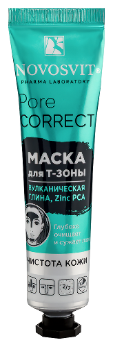 Купить Novosvit pore correct маска для т-зоны вулканическая глина zinc pca 40 мл цена