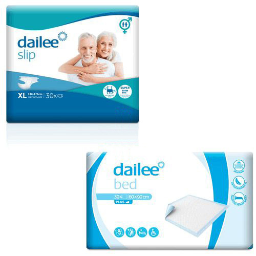 Набор Подгузники для взрослых DAILEE SUPER размер XL 30 штук + Пелёнки DAILEE 30 штук 60х90 см