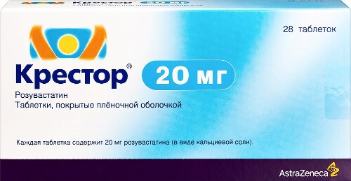 Купить Крестор 20 мг 28 шт. таблетки, покрытые пленочной оболочкой цена