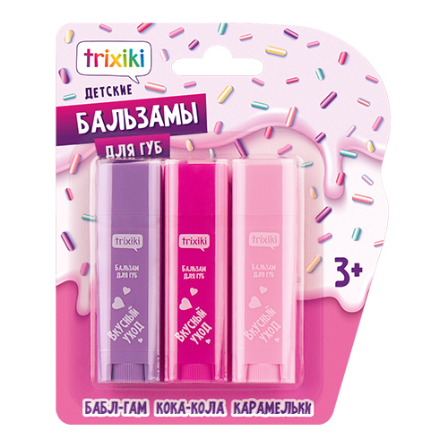 Trixiki бальзамы для губ детские 3 шт. по 4,8 г/35913