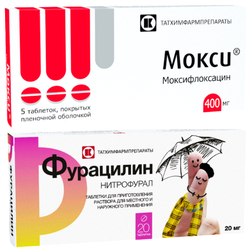 Набор Мокси 400 мг №5 таб + Фурацилин 20 мг №20