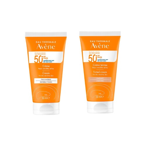 Набор AVENE: КРЕМ СОЛНЦЕЗАЩИТ SPF 50+ БЕЗ ОТДУШЕК 50МЛ + КРЕМ СОЛНЦЕЗАЩИТ ТОНИРУЮЩИЙ SPF50+ 50МЛ