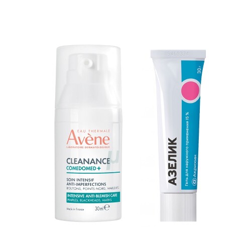 Набор AVENE CLEANANCE COMEDOMED+ КОНЦЕНТРАТ ДЛЯ ПРОБЛЕМНОЙ КОЖИ СКЛОННОЙ К АКНЕ ИНТЕНСИВНЫЙ 30МЛ + АЗЕЛИК 15% 30,0 ГЕЛЬ