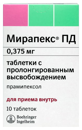 Мирапекс пд 1,5 мг 30 шт. таблетки с пролонгированным высвобождением