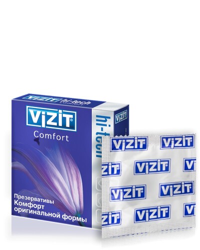 Презерватив vizit hi-tech comfort комфорт оригинальной формы 3 шт.