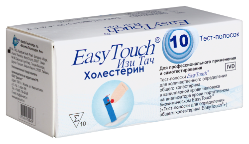 Тест-полоски easy touch для определения общего холестерина 10 шт.
