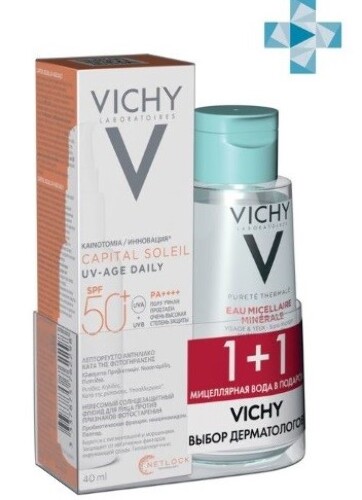 Купить Vichy набор/capital soleil флюид солнцезащитный для лица uv age-daily spf50+ 40 мл+purete thermale мицеллярная вода 100 мл/ цена