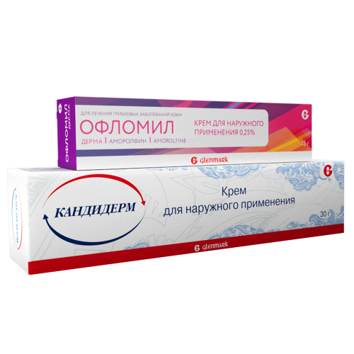 Набор при поражениях кожи Кандидерм 30 г + Офломил дерма Крем со скидкой 10%
