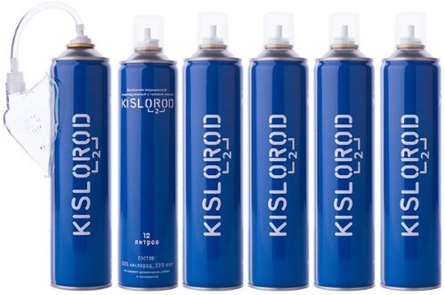 Купить Кислородный баллончик медицинский индивидуальный с газовой смесью kislorod k12l n5 + k12l-m 5 шт. +маска цена