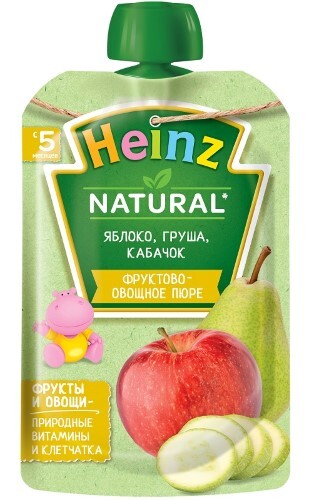Купить Heinz пюре фруктово-овощное яблоко груша кабачок 90 гр цена