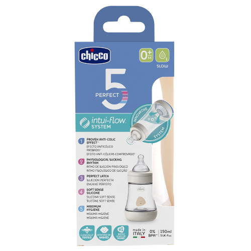 Chicco perfect 5 бутылочка полипропиленовая+соска силиконовая 0+ 150 мл