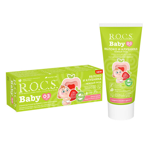Rocs зубная паста baby нежный уход яблоко-клубника 45 гр