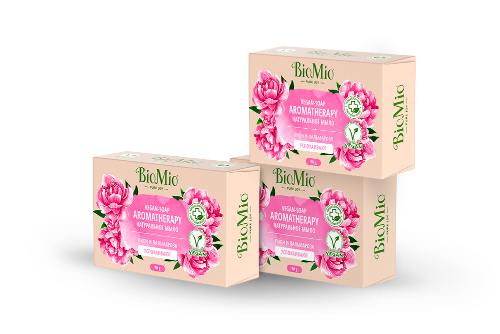 Набор 3=2 BIOMIO AROMATHERAPY МЫЛО НАТУРАЛЬНОЕ ПИОН И ЭФИРНОЕ МАСЛО ПАЛЬМАРОЗЫ