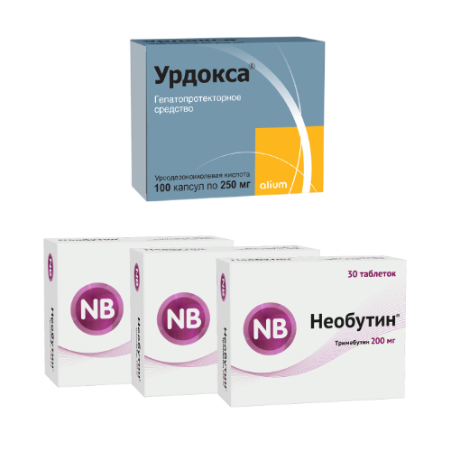 Набор Урдокса 0,25 N100 капс + 3 упаковки Необутин 200 мг 30 шт.