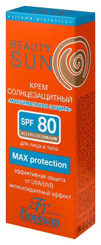Floresan beauty sun солнцезащитный крем «максимальная защита» spf80 75 мл
