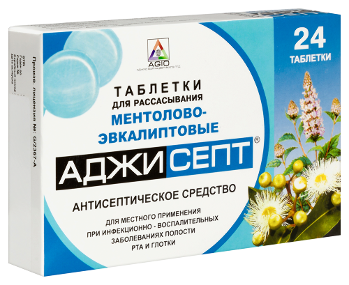 Аджисепт ментол-эвкалипт 24 шт. таблетки для рассасывания