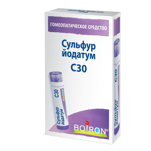 Купить Сульфур йодатум с30 гомеопатические монокомпонентный препарат минерально-химического происхождения гранулы гомеопатические 4 гр цена