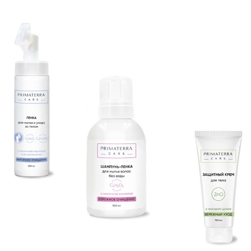 Набор Primaterra Care Пенка 200 мл + Шампунь 500 мл + Крем цинк 100 мл