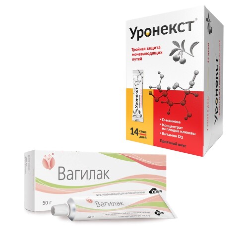 Набор ВАГИЛАК ГЕЛЬ УВЛАЖ Д/ИНТИМ ГИГИЕН 50МЛ + УРОНЕКСТ N14 СТИКИ ПО 2,8Г ПОР/ДЛЯ ДЕТЕЙ И ВЗРОСЛЫХ по специальной цене