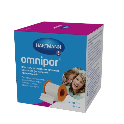 Пластырь omnipor/омнипор на основе из нетканого материала (на катушке) н/стер 5 смx5 м