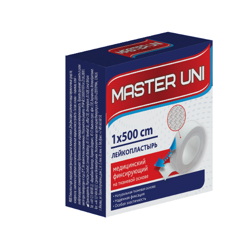 Купить Лейкопластырь master uni медицинский фиксирующий на тканевой основе 1x500 см цена