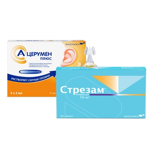 Набор СТРЕЗАМ 60 ШТ + А-ЦЕРУМЕН ПЛЮС 5 ШТ со скидкой
