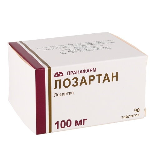Лозартан 100 мг 90 шт. таблетки, покрытые пленочной оболочкой