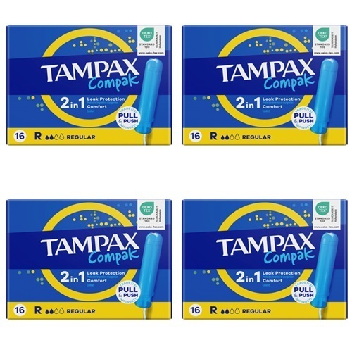 Набор из 4х Tampax тампоны compak regular с аппликатором 16 шт со скидкой