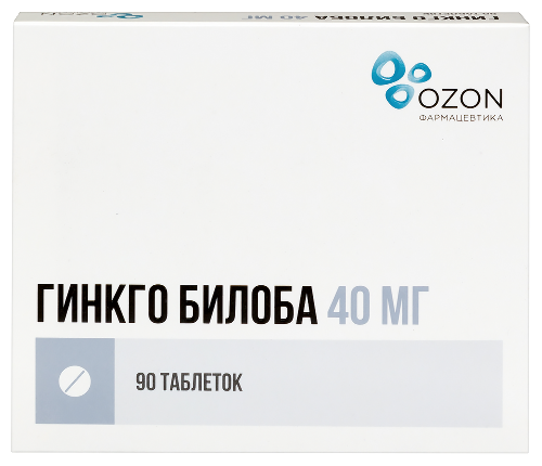 Гинкго билоба 40 мг 90 шт. таблетки, покрытые пленочной оболочкой