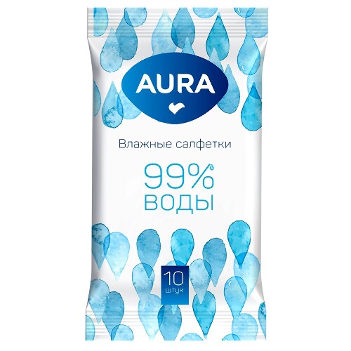 Купить Aura салфетки влажные освежающие 10 шт. цена