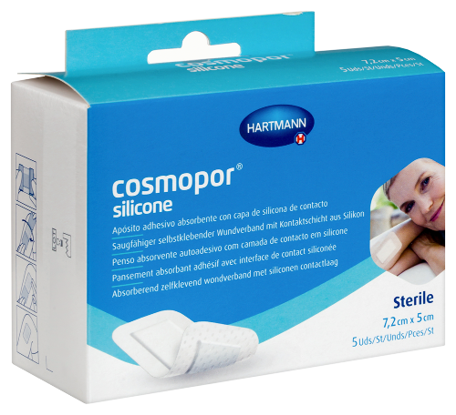 ПОВЯЗКА ПЛАСТЫРНОГО ТИПА ВПИТЫВАЮЩАЯ С КОНТАКТНЫМ СЛОЕМ ИЗ СИЛИКОНА COSMOPOR SILICONE