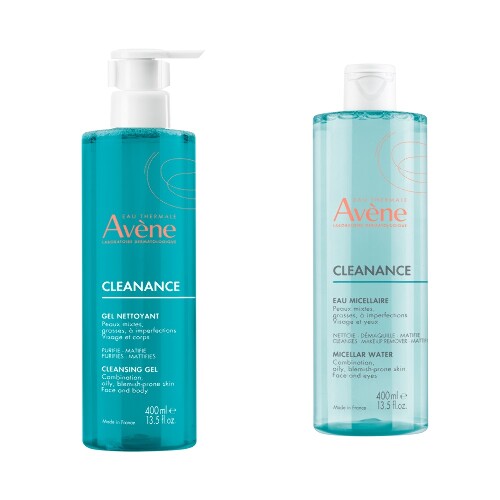 Набор AVENE КЛИНАНС ГЕЛЬ ОЧИЩАЮЩИЙ 400МЛ + AVENE КЛИНАНС МИЦЕЛЛЯРНАЯ ВОДА ДЛЯ КОМБИНИРОВАННОЙ/ЖИРНОЙ КОЖИ СКЛОННОЙ К АКНЕ 400МЛ