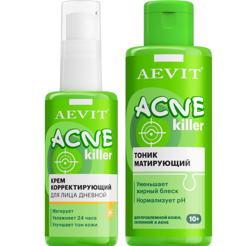 Набор AEVIT ACNEKILLER: дневной + тоник для жирной кожи, склонной к акне