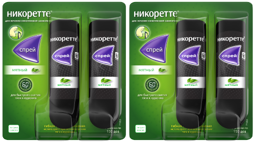Набор - НИКОРЕТТЕ® Спрей мятный 1 мг/доза 2 шт х 2, при отказе от курения