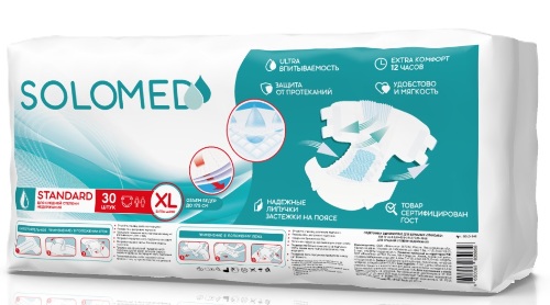 Купить Solomed standard подгузники для взрослых одноразовые размер xl 30 шт. цена