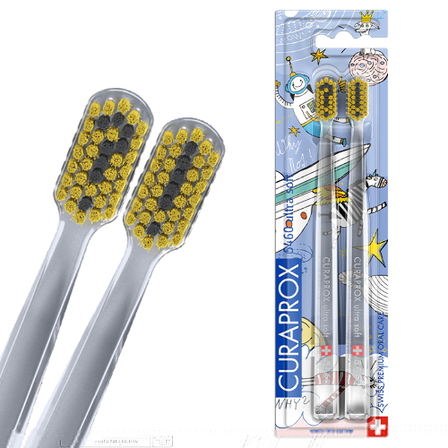 Купить Curaprox Зубная щетка для взрослых Ultrasoft Duo Hento Toto ультра мягкая / Набор зубных щеток 2 шт цена