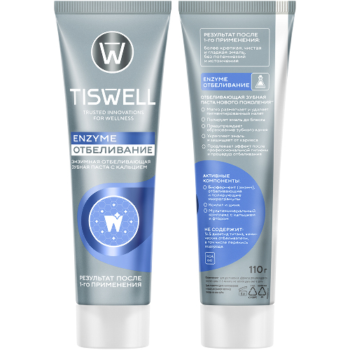 Tiswell зубная паста энзимная отбеливающая с кальцием 110 гр
