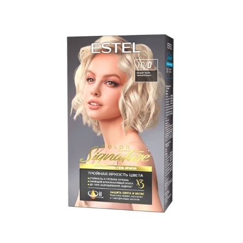 Купить Estel color signature крем-гель краска стойкая для волос в наборе тон 10/0 белый песок цена