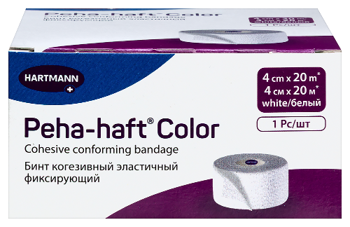 Бинт peha-haft color 4 смх20 м/белый когезивный эластичный фиксирующий