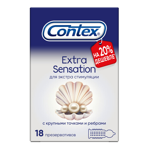 ПРЕЗЕРВАТИВ EXTRA SENSATION С КРУПНЫМИ ТОЧКАМИ И РЕБРАМИ