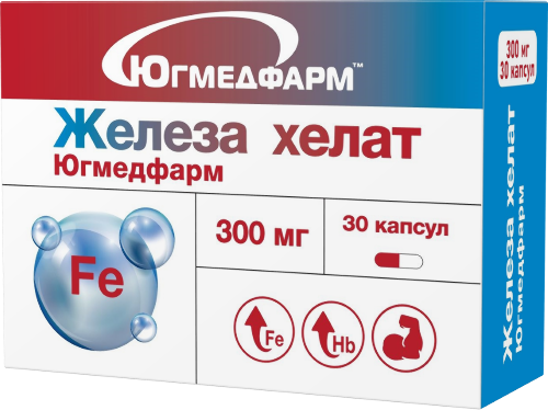 Купить Железа хелат 30 шт. капсулы массой 300 мг Югмедфарм цена