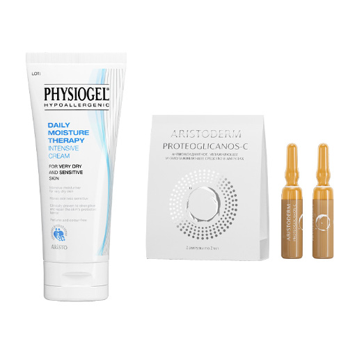 Набор PHYSIOGEL DAILY MOISTURE THERAPY КРЕМ Д/СУХОЙ И ЧУВСТВИТЕЛЬНОЙ КОЖИ ИНТЕНСИВ УВЛАЖ 100МЛ + Aristoderm® Proteoglicanos-C 2м