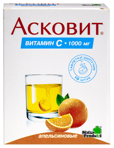 Купить Асковит 1 гр 10 шт. таблетки шипучие вкус апельсин цена