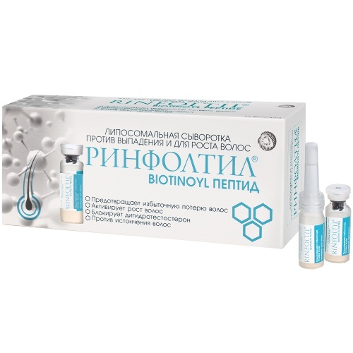 Rinfoltil biotinoyl пептид сыворотка липосомальная против выпадения и для роста волос n30 флакон+дозатор 30 шт.