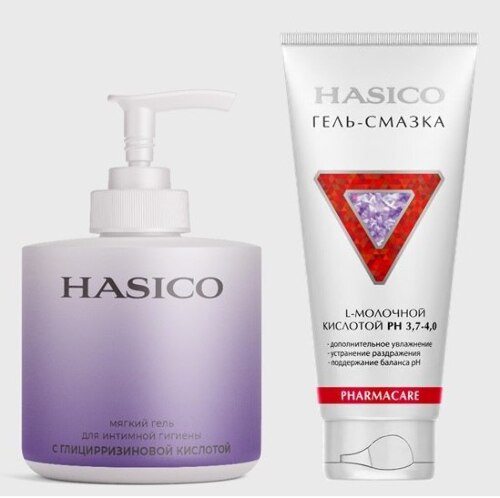 Набор из 2х средств HASICO: гель для интимной гигиены с глицирризиновой кислотой + ГЕЛЬ-СМАЗКА С МАСЛОМ ЧАЙНОГО ДЕРЕВА 100МЛ