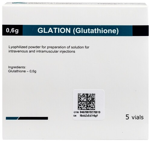 Глатион 600 мг 5 шт. флакон лиофилизированный порошок для приготовления раствора для внутривенного и внутримышечного введения