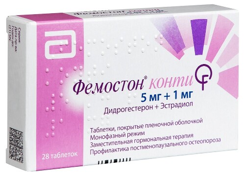 Фемостон конти 5 мг + 1 мг 28 шт. таблетки, покрытые пленочной оболочкой