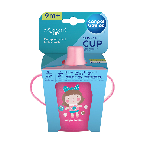 Canpol babies поильник-непроливайка toys 250 мл 9+/розовый