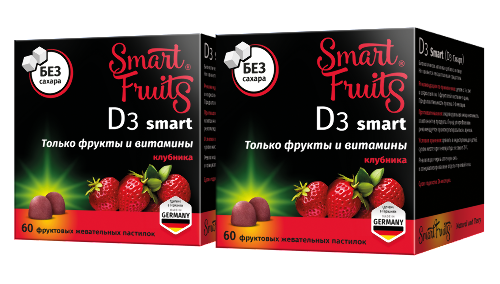 Набор из 2-х упаковок SMART FRUITS D3 СМАРТ 60шт. пастилки жевательные